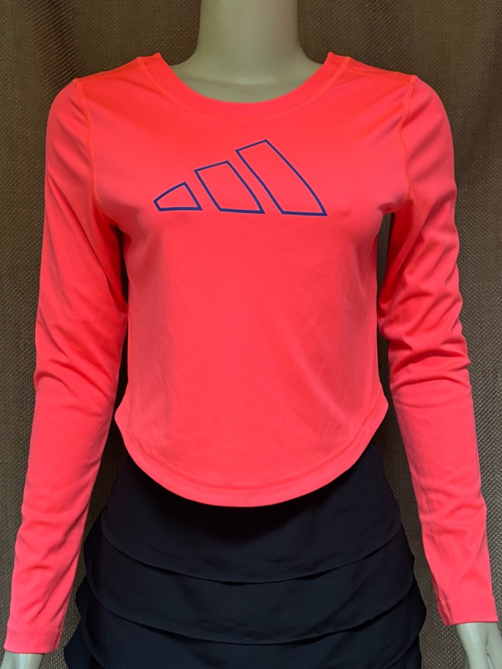 adidas Neon Coral Long-Sleeve Athletic Tee